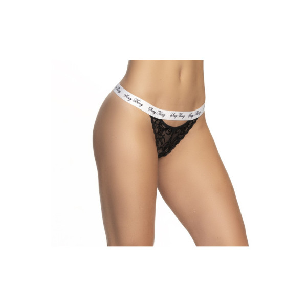 Culotte dentelle noir avec ceinture blanche imprimé 